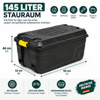 XXL Transportbox "Heavy Duty" mit Deckel - rollbar - 145 Liter Volumen
