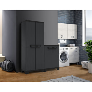 Kunststoffschrank 'Ardesia' mit 3 Einlegeböden / Spindschrank (2 in 1) in Schiefer Optik