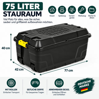 XL Transportbox "Heavy Duty" mit Deckel - rollbar - 75 Liter Volumen