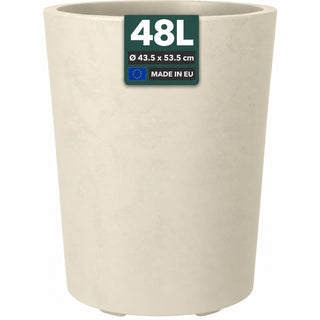 Runder XL Pflanzkübel "Millennium" 48 Liter in Creme Weiß