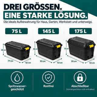 2 x XL Transportbox "Heavy Duty" mit Deckel - rollbar - 75 Liter Volumen
