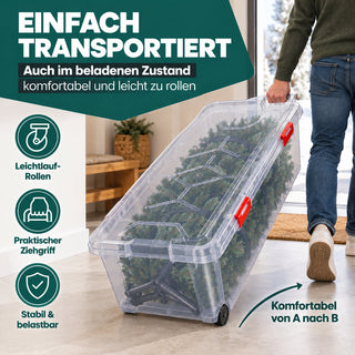 XXL Weihnachtsbaumbox 163 Liter, in transparent, rollbar - 2 Stück