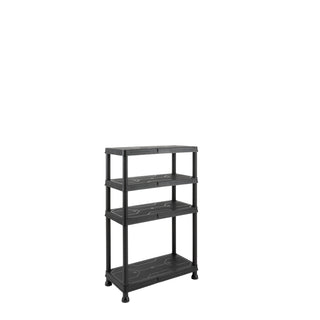 Kunststoffregal 12" Q-Brick mit 4 Böden in Schwarz und Lagerboxen (Set wählbar)