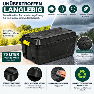 XL Transportbox "Heavy Duty" mit Deckel - rollbar - 75 Liter Volumen