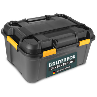 Wasserdichte Aufbewahrungsbox 'Bunker' 120 Liter mit Deckel - IPX7 (Set wählbar)