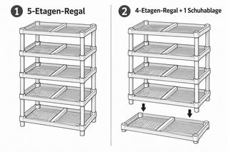 Schuhregal 5 Etagen Beige aus robustem Kunststoff