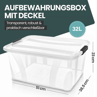 2 x Aufbewahrungsbox 'Master' Box mit Deckel - 32 Liter Volumen, in Transparent