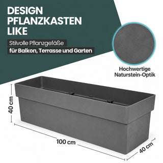 Rollbarer XXL Pflanzkasten 'LIKE' 100 cm, rechteckig (Set/Farbe wählbar)