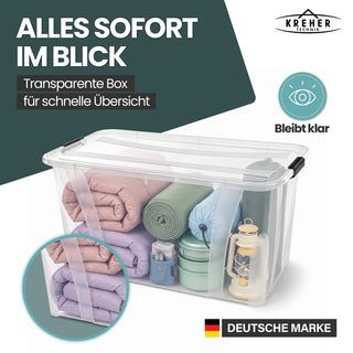 2 x Aufbewahrungsbox 'Master' Box mit Deckel - 80 Liter Volumen, in Transparent