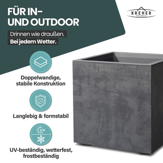 Set: 2x XL Pflanzkübel 'Millennium' 10 Liter, eckig in Anthrazit