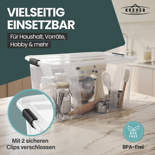2 x Aufbewahrungsbox 'Master' Box mit Deckel - 80 Liter Volumen, in Transparent