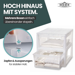 Schubladenbox Größe M, Volumen 12 Liter (weiss, transparent)