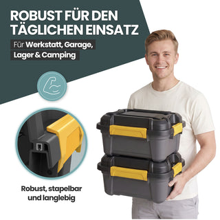 Wasserdichte Aufbewahrungsbox 'Bunker' 12 Liter mit Deckel - IP67 (Set wählbar)