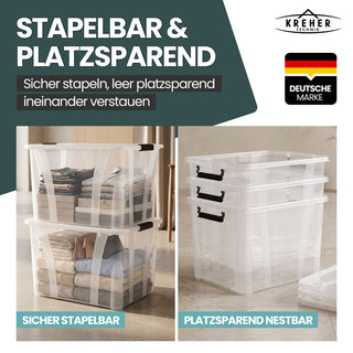 3 x Aufbewahrungsbox 'Master' Box mit Deckel - 55 Liter Volumen, in Transparent