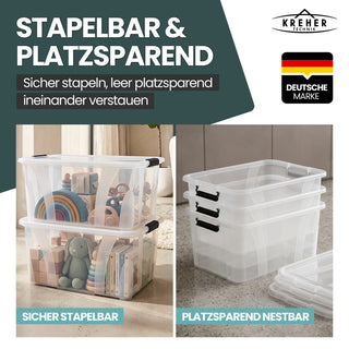 2 x Aufbewahrungsbox 'Master' Box mit Deckel - 32 Liter Volumen, in Transparent