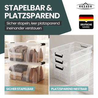 2 x Aufbewahrungsbox 'Master' Box mit Deckel - 80 Liter Volumen, in Transparent