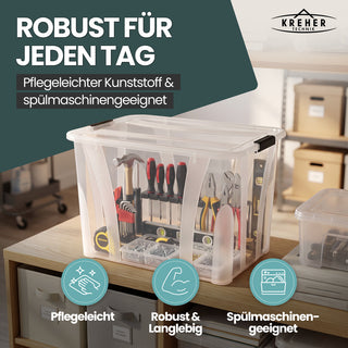3 x Aufbewahrungsbox 'Master' Box mit Deckel - 55 Liter Volumen, in Transparent
