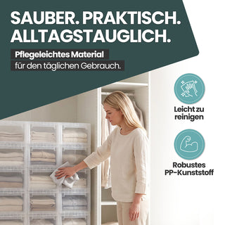 Set: 2 x Schubladenbox Größe M, Volumen 12 Liter (weiss, transparent)