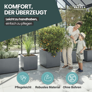 XL Pflanzkübel 'Millennium' 73 Liter, rechteckig in Grau