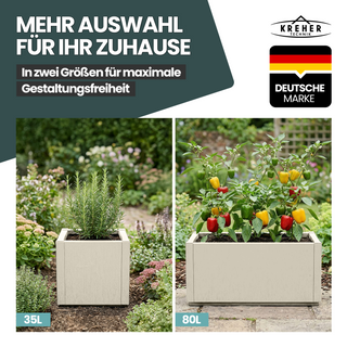 2 x Pflanzkasten "Ethica" in Struktur Optik schmale Version (Beige)