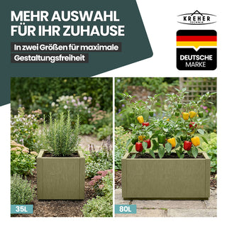 3 x Pflanzkasten "Ethica" in Struktur Optik schmale Version (Olivgrün)