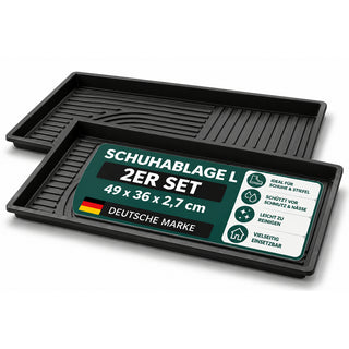 2 x Mehrzweckablage Gr. L in Schwarz - 49 x 36 cm - mit erhöhtem Rand - aus Kunststoff