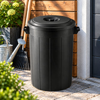 XL Abfalltonne 70 Liter Volumen mit Deckel, Schwarz