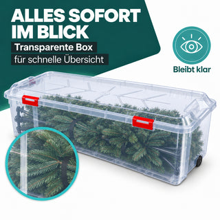XXL Weihnachtsbaumbox 163 Liter, in transparent, rollbar - 2 Stück