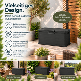 XXL Kissenbox 170 Liter (Holz Optik) in Anthrazit