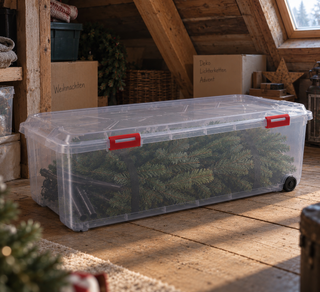 XXL Weihnachtsbaumbox 163 Liter, in transparent, rollbar - 2 Stück