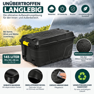 2 x XXL Transportbox "Heavy Duty" mit Deckel - rollbar - 145 Liter Volumen