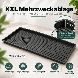 2 x Mehrzweckablage Gr. XL in Schwarz - 72 x 36 cm - mit erhöhtem Rand - aus Kunststoff