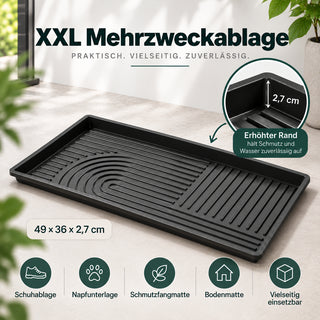 2 x Mehrzweckablage Gr. L in Schwarz - 49 x 36 cm - mit erhöhtem Rand - aus Kunststoff
