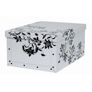 Set: 4 x Dekokarton - Motiv: Blumen Barock, Weiss